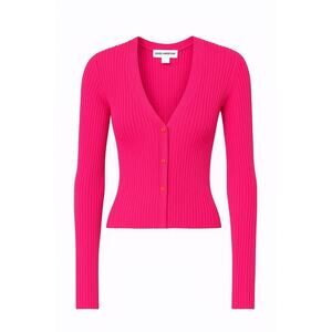 Good American Shine Rib Cardigan – Pink Glow – Size L – NWT MSRP $169